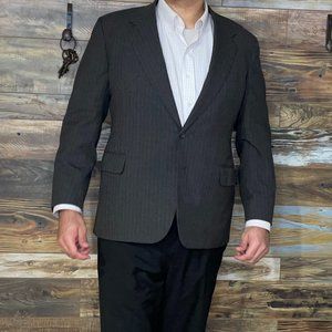 Tom James Executive Collection Wool Gray Striped Blazer Sport Jacket Size 46R